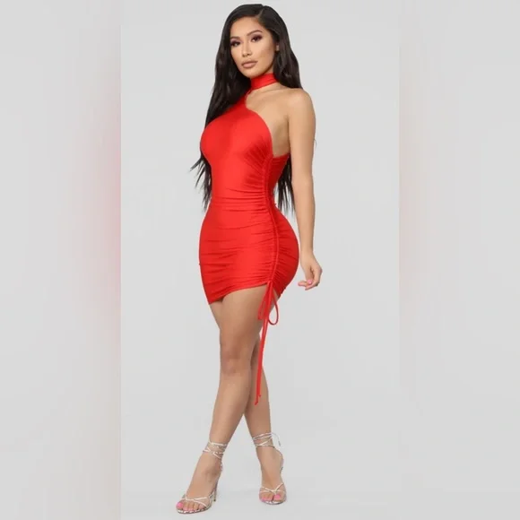 knee length dresses for ladies Bella Luna Ruched Mini Dress Red main image 0